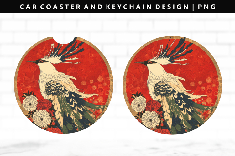 Hanafuda Keychain And Car Coaster Sublimation Design