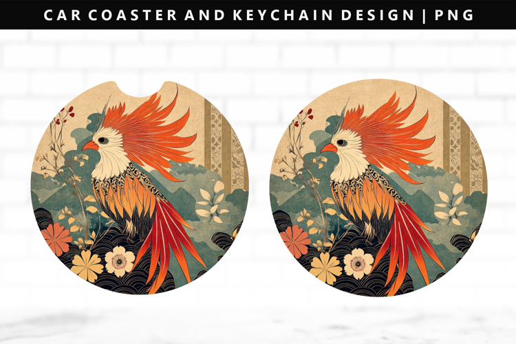 Hanafuda Keychain And Car Coaster Sublimation Design