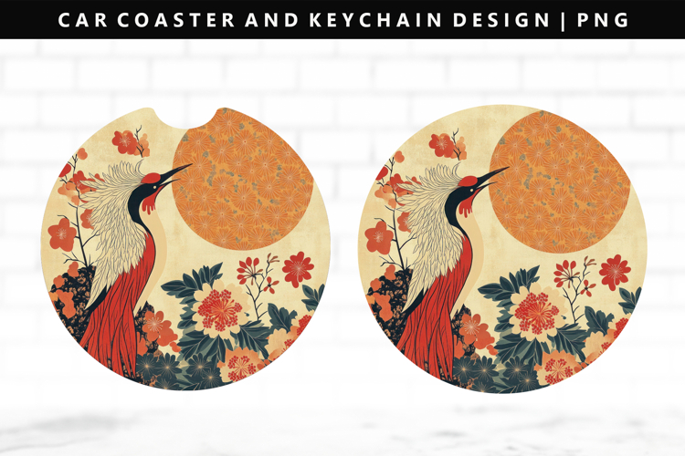 Hanafuda Keychain And Car Coaster Sublimation Design