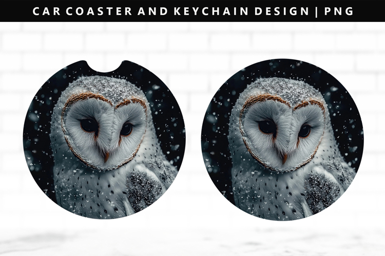 Owl Keychain And Car Coaster Sublimation Design