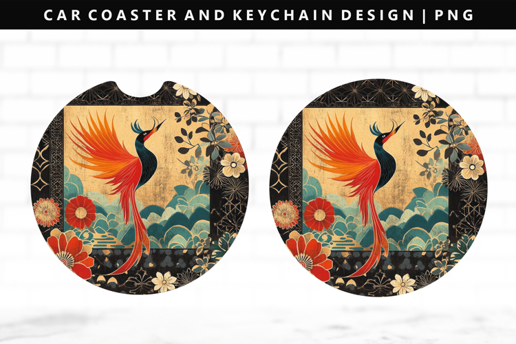 Hanafuda Keychain And Car Coaster Sublimation Design