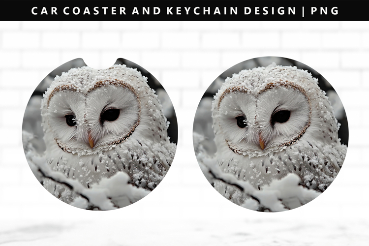 Owl Keychain And Car Coaster Sublimation Design