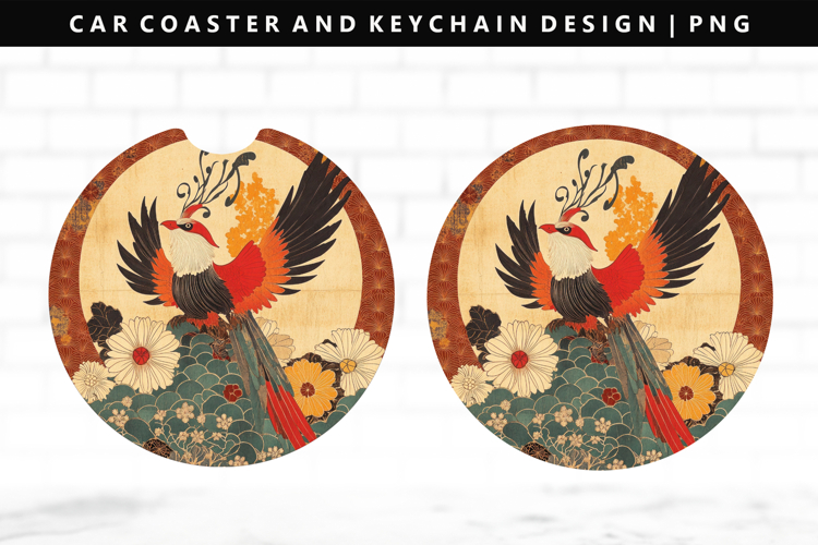 Hanafuda Keychain And Car Coaster Sublimation Design