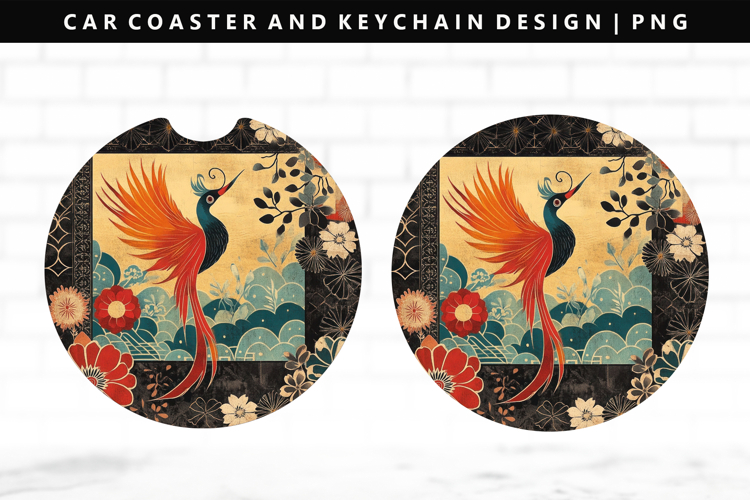 Hanafuda Keychain And Car Coaster Sublimation Design