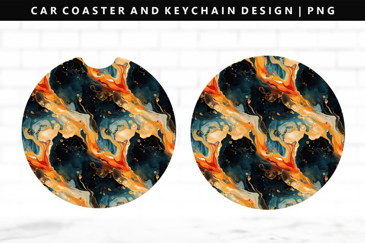 Alcohol Ink Keychain And Car Coaster Sublimation Design