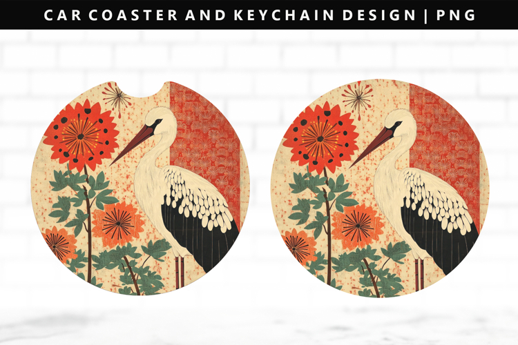 Hanafuda Keychain And Car Coaster Sublimation Design