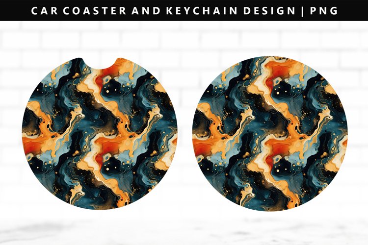 Alcohol Ink Keychain And Car Coaster Sublimation Design