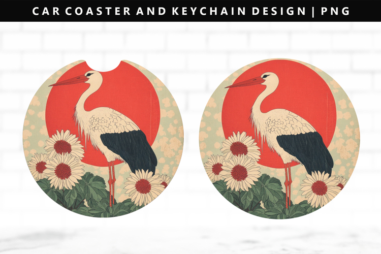 Hanafuda Keychain And Car Coaster Sublimation Design