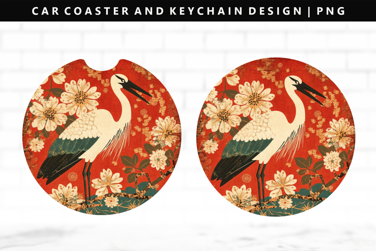 Hanafuda Keychain And Car Coaster Sublimation Design