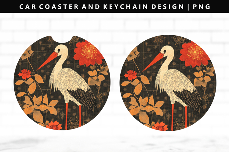 Hanafuda Keychain And Car Coaster Sublimation Design