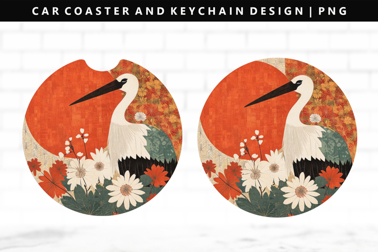 Hanafuda Keychain And Car Coaster Sublimation Design