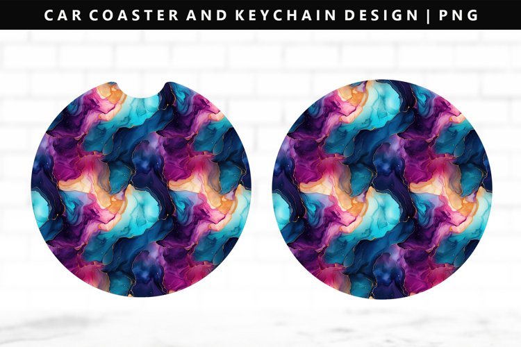 Alcohol Ink Keychain And Car Coaster Sublimation Design