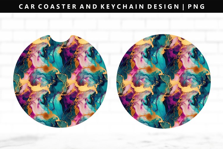 Alcohol Ink Keychain And Car Coaster Sublimation Design