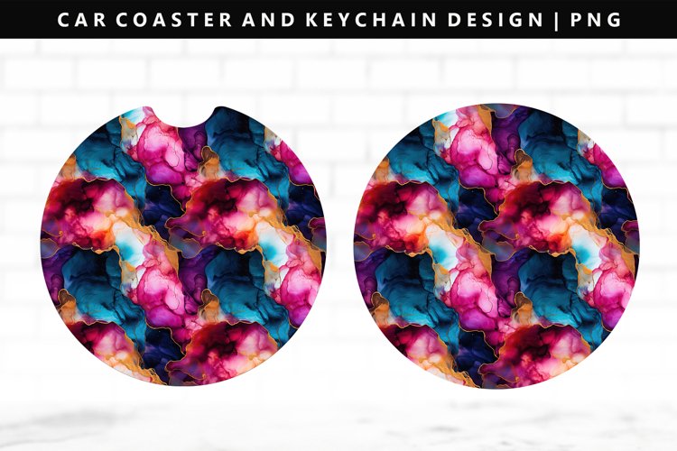 Alcohol Ink Keychain And Car Coaster Sublimation Design