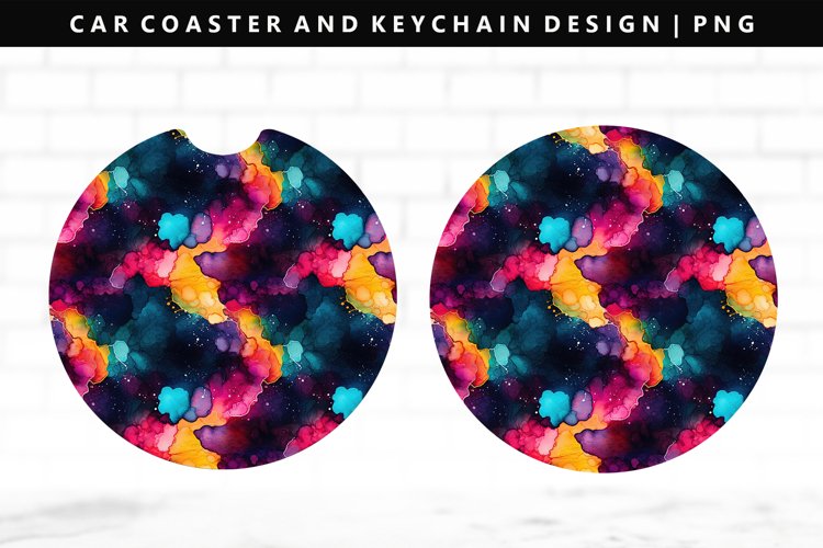 Alcohol Ink Keychain And Car Coaster Sublimation Design