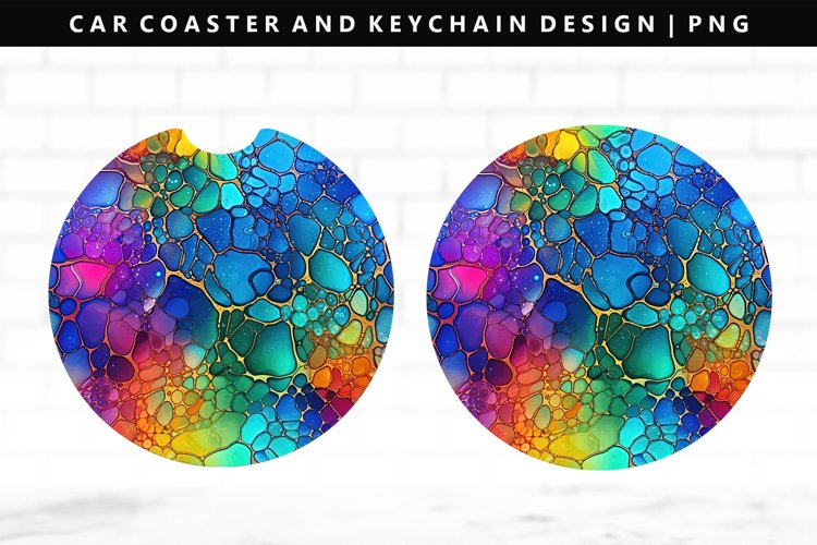 Alcohol Ink Keychain And Car Coaster Sublimation Design