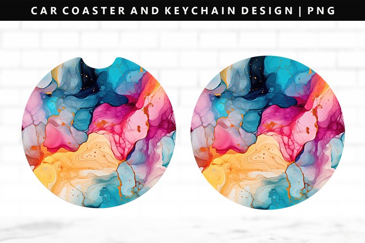 Alcohol Ink Keychain And Car Coaster Sublimation Design
