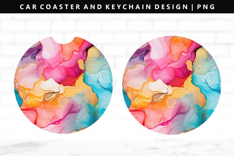 Alcohol Ink Keychain And Car Coaster Sublimation Design