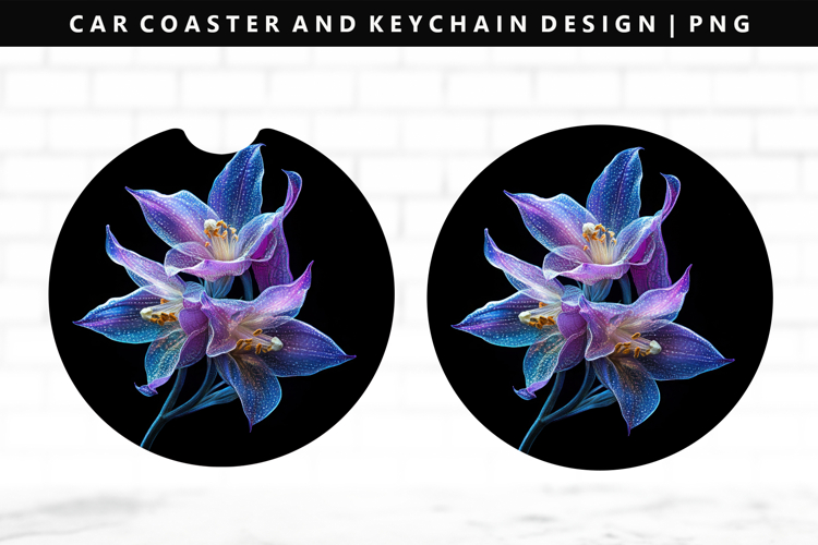Flower Keychain And Car Coaster Sublimation Design