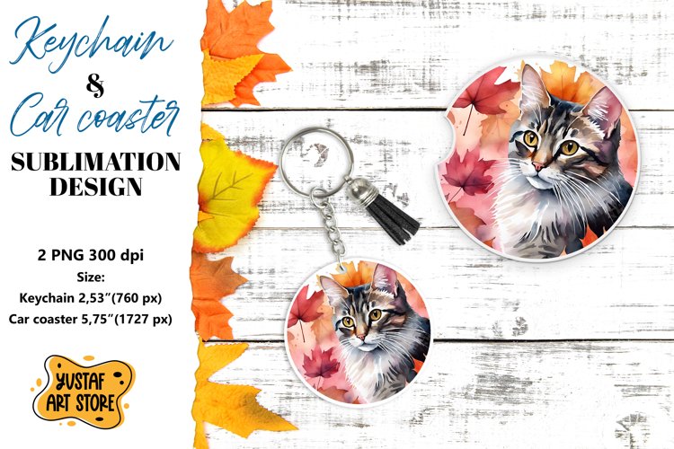 Fall Keychain. Fall Car coaster sublimation design example image 1