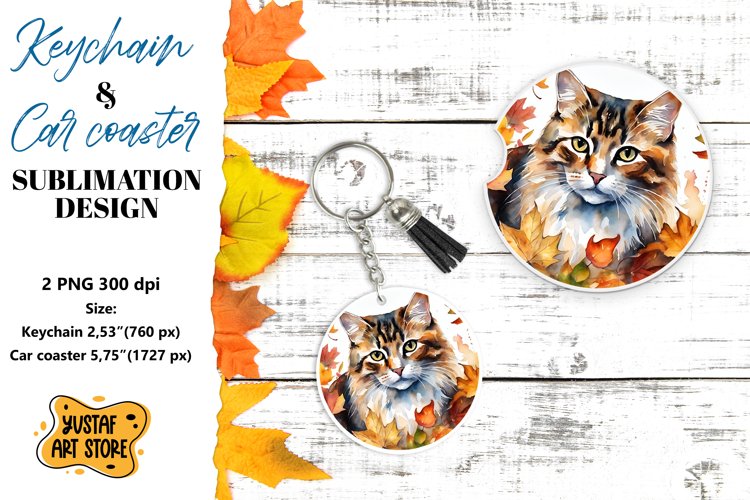 Fall Keychain. Fall Car coaster sublimation design example image 1