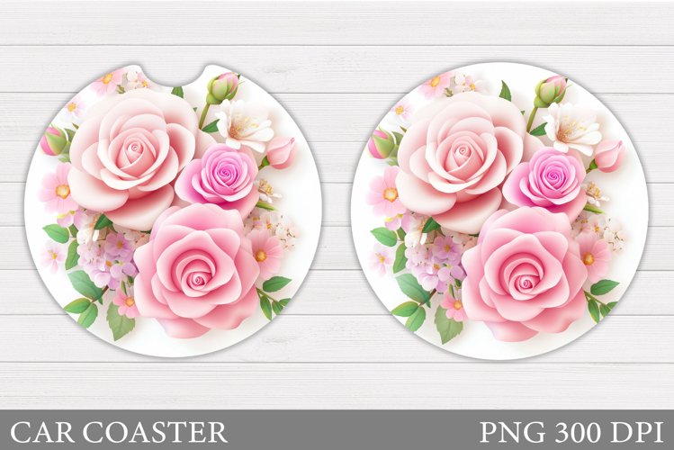 Roses Car Coaster Design. Flowers Car Coaster Sublimation