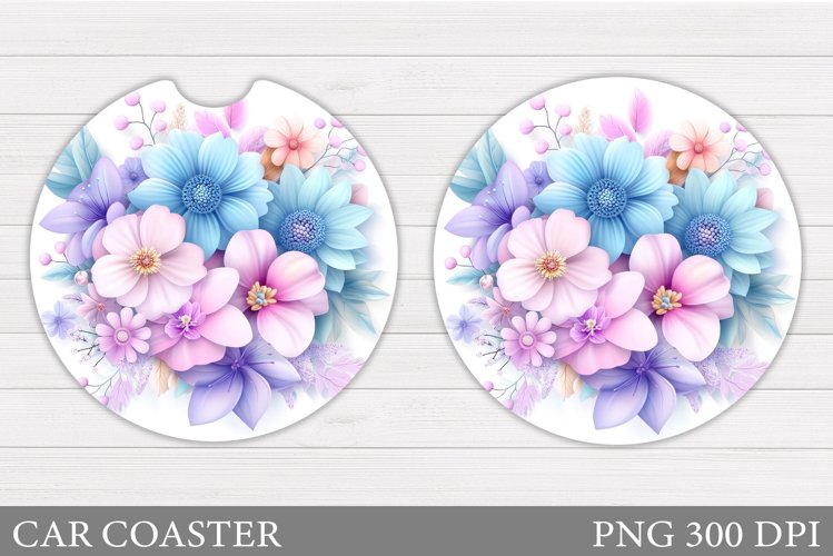 Floral Coaster Design. Flowers Car Coaster Sublimation example image 1