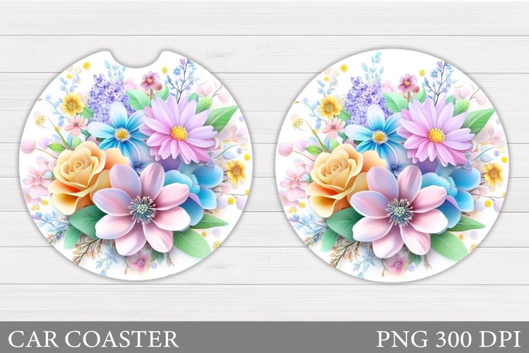 Flowers Car Coaster Design. Flowers Car Coaster Sublimation example image 1