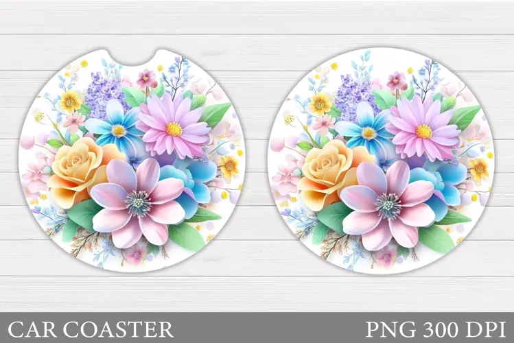 Flowers Car Coaster Design. Flowers Car Coaster Sublimation