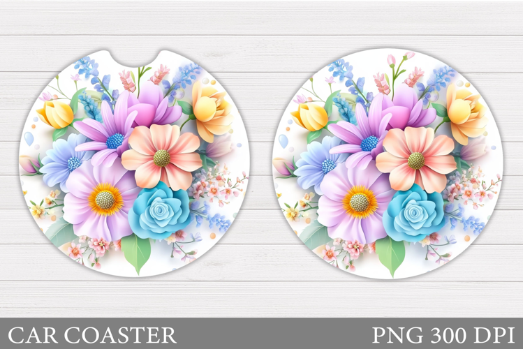 Flowers Car Coaster Design. Flowers Car Coaster Sublimation