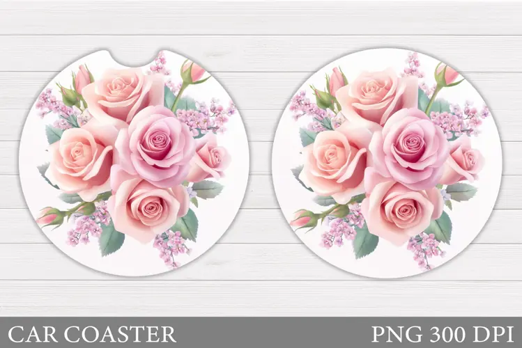 Roses Car Coaster Sublimation. Rose Car Coaster Design