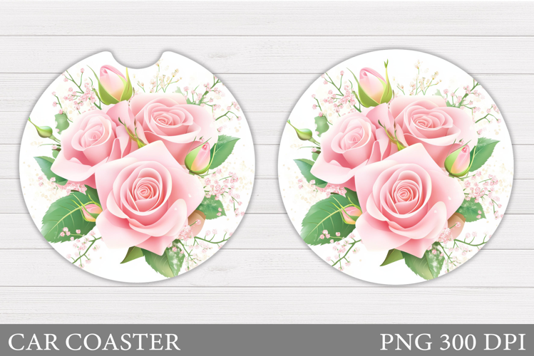 Roses Car Coaster Design. Rose Coaster Sublimation