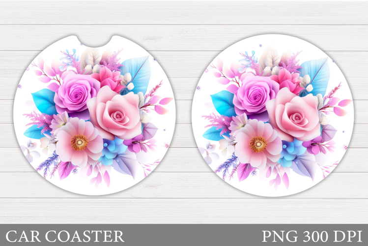 Flowers Car Coaster Design. Flowers Car Coaster Sublimation