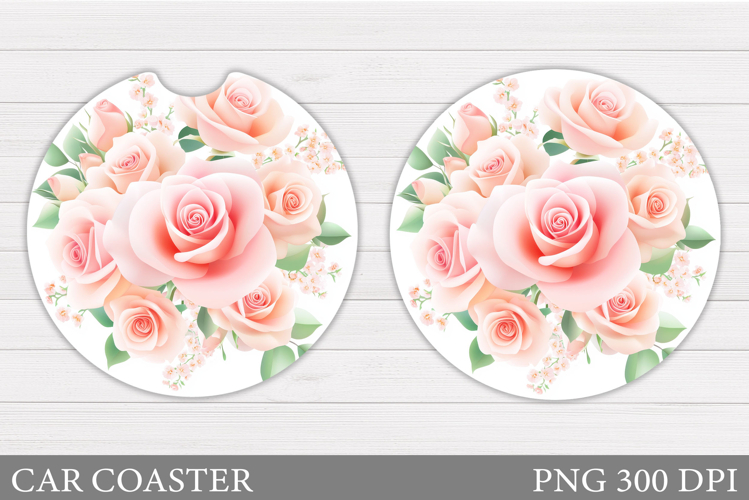 Roses Car Coaster Design. Flowers Car Coaster Sublimation