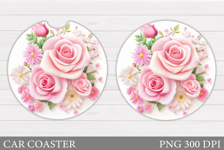 Roses Car Coaster Design. Flowers Car Coaster Sublimation example image 1