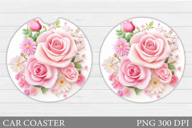 Roses Car Coaster Design. Flowers Car Coaster Sublimation
