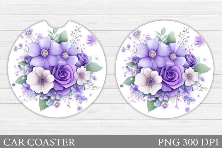 Floral Coaster Design. Flowers Car Coaster Sublimation example image 1