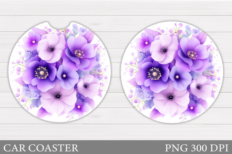 Roses Car Coaster Design. Flowers Car Coaster Sublimation