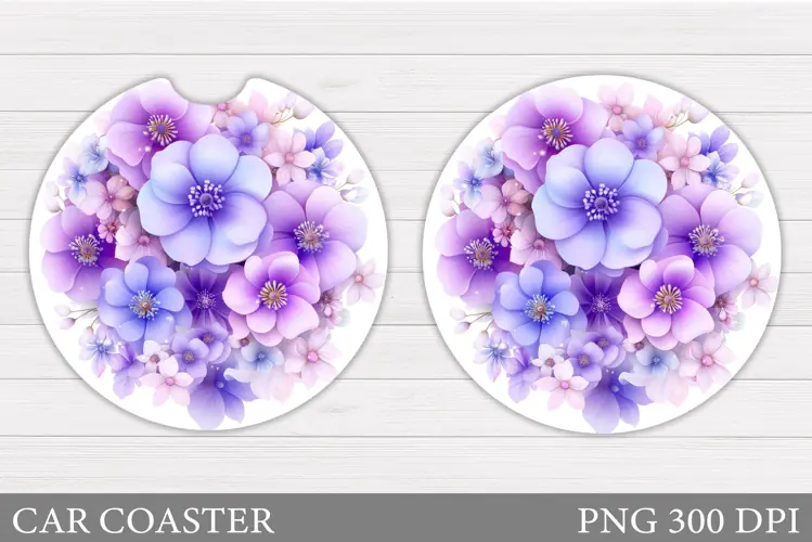Flowers Car Coaster Design. Flowers Car Coaster Sublimation