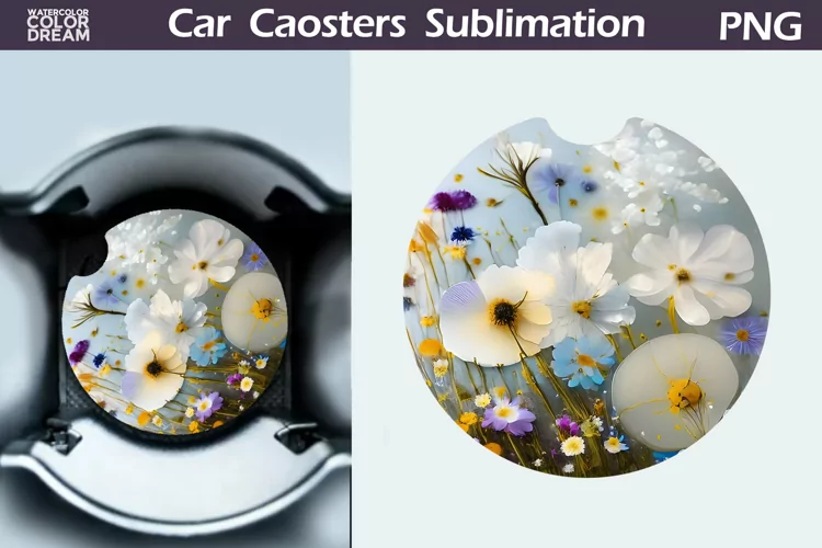 Flowers Car Coaster | 3D Flowers Round Coaster