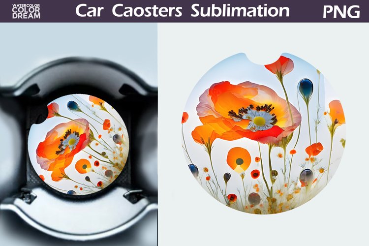Wildflowers Car Coaster | 3D Flowers Round Coaster