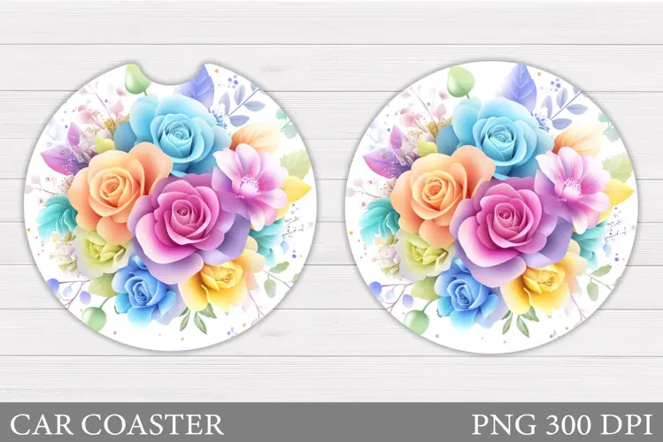 Roses Car Coaster Sublimation. Rose Car Coaster Design