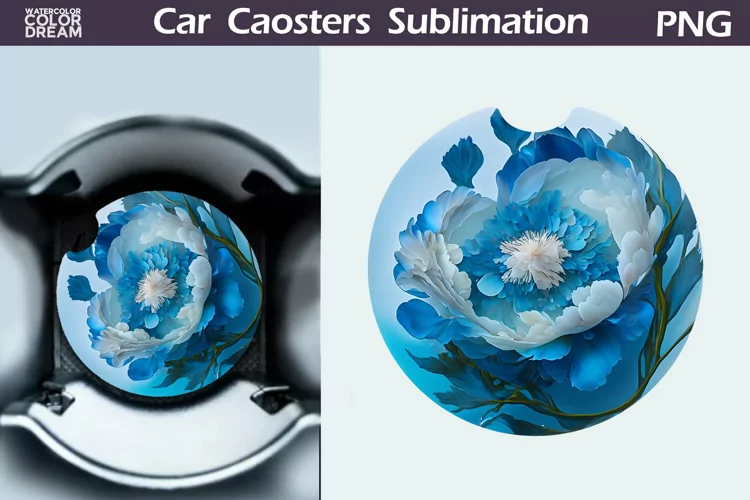 Peonies Car Coaster | 3D Flowers Round Coaster
