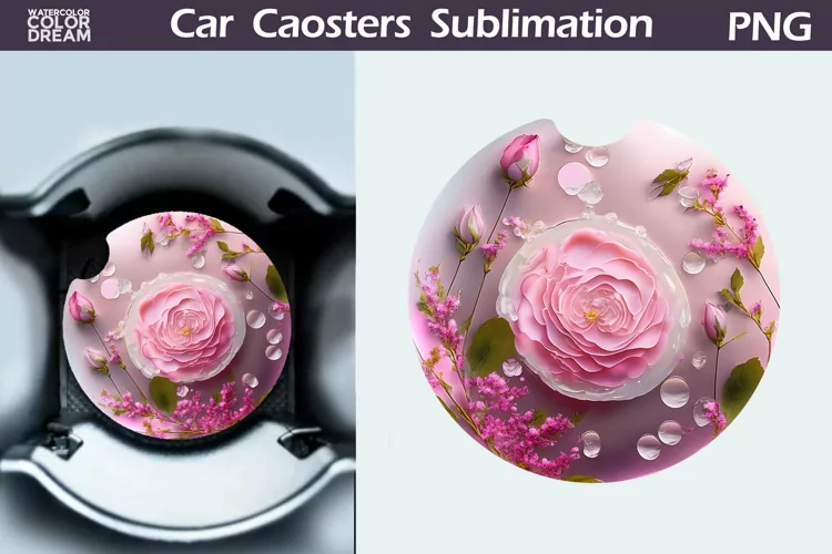 Roses Car Coaster | 3D Flowers Round Coaster