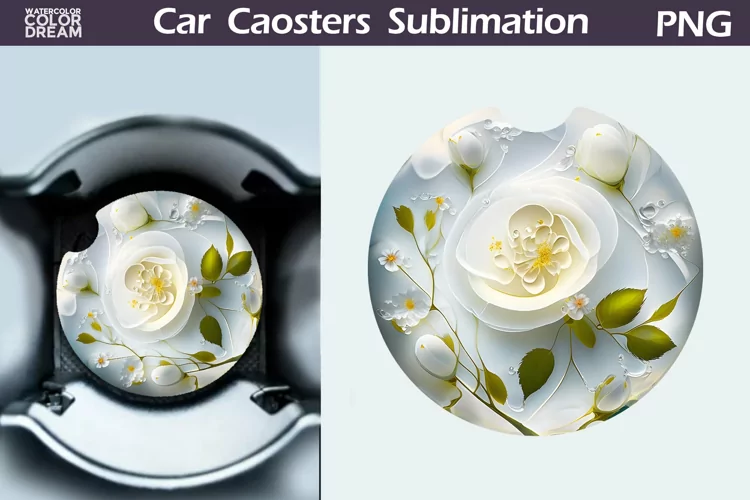 Roses Car Coaster | 3D Flowers Round Coaster