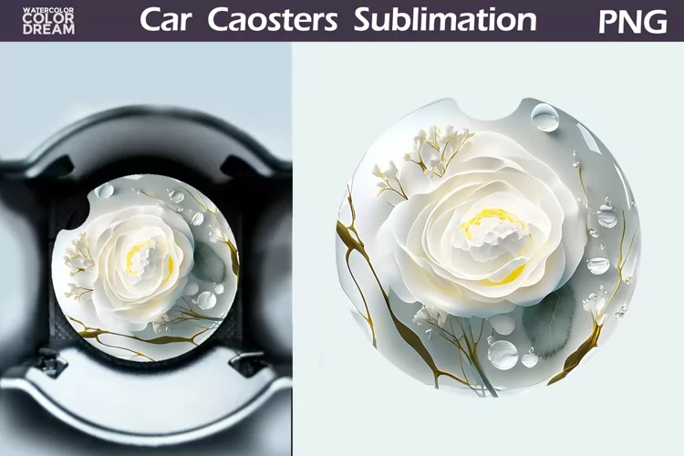 Roses Car Coaster | 3D Flowers Round Coaster