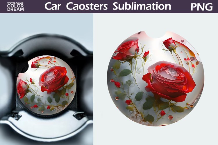 Roses Car Coaster | 3D Flowers Round Coaster