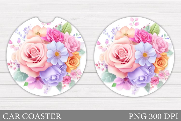 Flowers Car Coaster Design. Flowers Car Coaster Sublimation