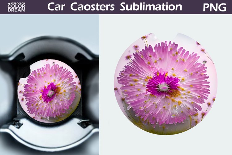 Wildflowers Car Coaster | 3D Flowers Round Coaster example image 1