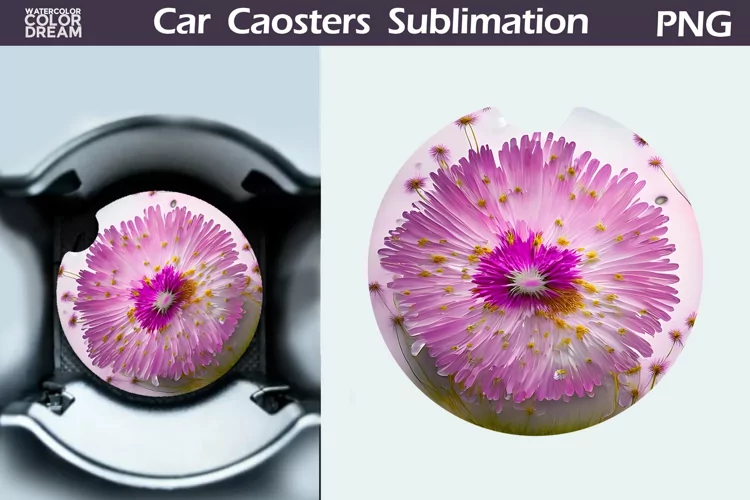 Wildflowers Car Coaster | 3D Flowers Round Coaster